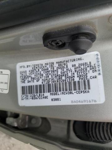 Photo 10 from auction – 2002 TOYOTA CAMRY with VIN 4T1BF30K02U001330