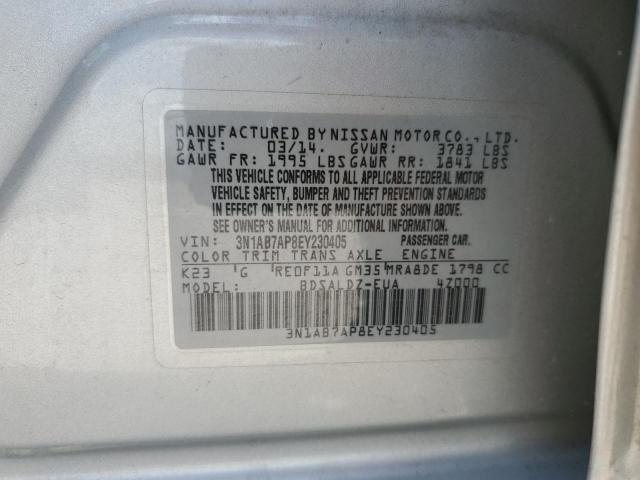 Photo 10 from auction – 2014 NISSAN SENTRA S with VIN 3N1AB7AP8EY230405