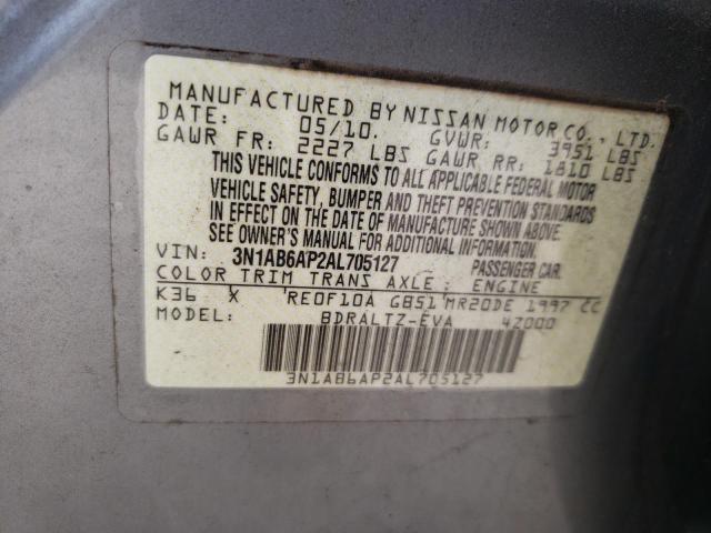 Photo 10 from auction – 2010 NISSAN SENTRA 2.0 with VIN 3N1AB6AP2AL705127
