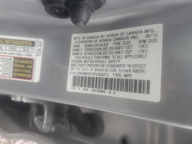 Photo 10 from auction – 2015 HONDA CR-V EXL with VIN 2HKRM3H75FH526215