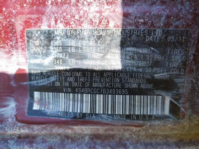Photo 10 from auction – 2011 SUBARU OUTBACK 2. with VIN 4S4BRCGC7B3403695