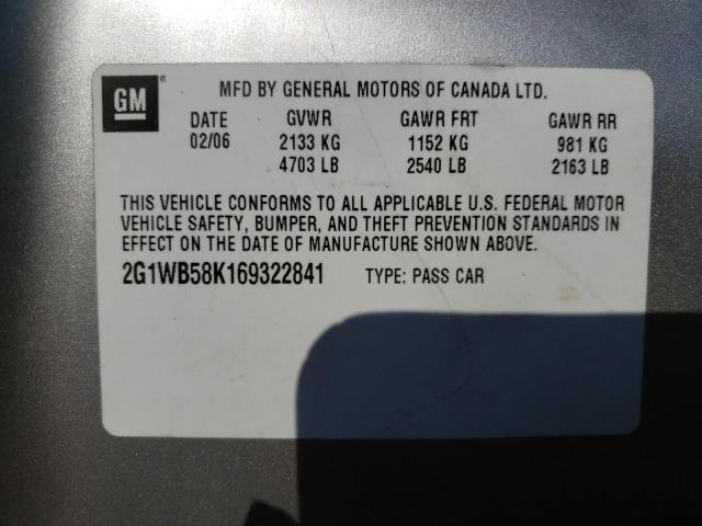 Photo 10 from auction – 2006 CHEVROLET IMPALA LS with VIN 2G1WB58K169322841