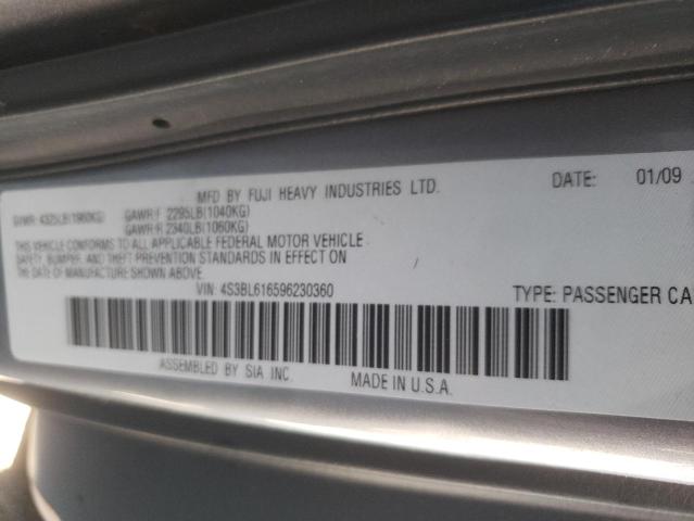 Photo 10 from auction – 2009 SUBARU LEGACY 2.5 with VIN 4S3BL616596230360