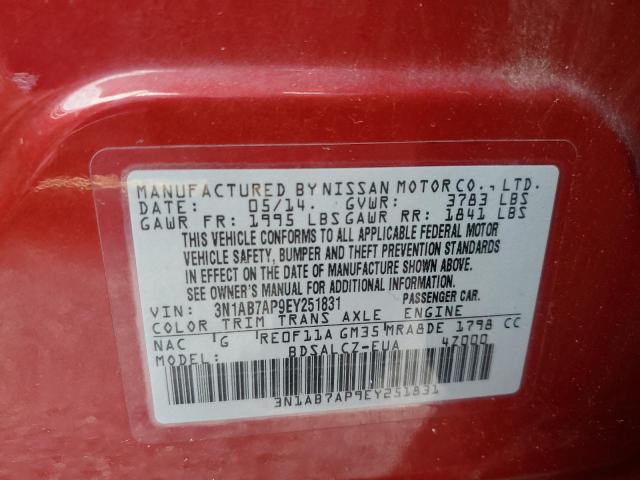 Photo 10 from auction – 2014 NISSAN SENTRA with VIN 3N1AB7AP9EY251831