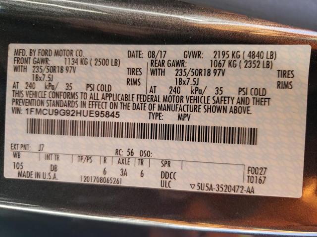 Photo 10 from auction – 2017 FORD ESCAPE SE with VIN 1FMCU9G92HUE95845