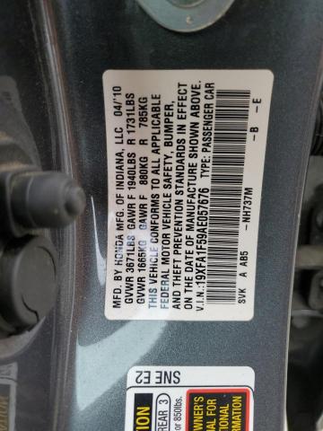 Photo 10 from auction – 2010 HONDA CIVIC LX with VIN 19XFA1F59AE057676