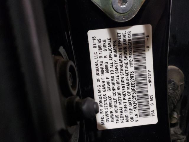 Photo 10 from auction – 2016 HONDA CIVIC with VIN 19XFC2F53GE022978