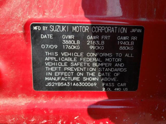 Photo 10 from auction – 2010 SUZUKI SX4 with VIN JS2YB5A31A6300069