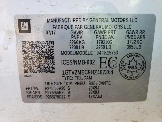 Photo 10 from auction – 2017 GMC SIERRA K15 with VIN 1GTV2MEC9HZ407364