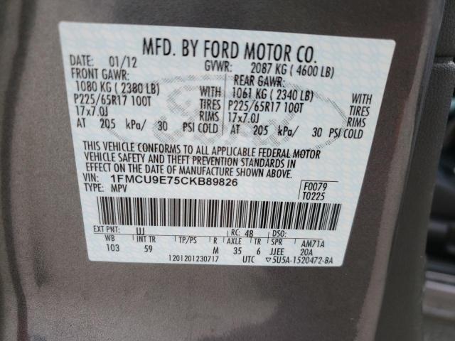 Photo 10 from auction – 2012 FORD ESCAPE LIM with VIN 1FMCU9E75CKB89826