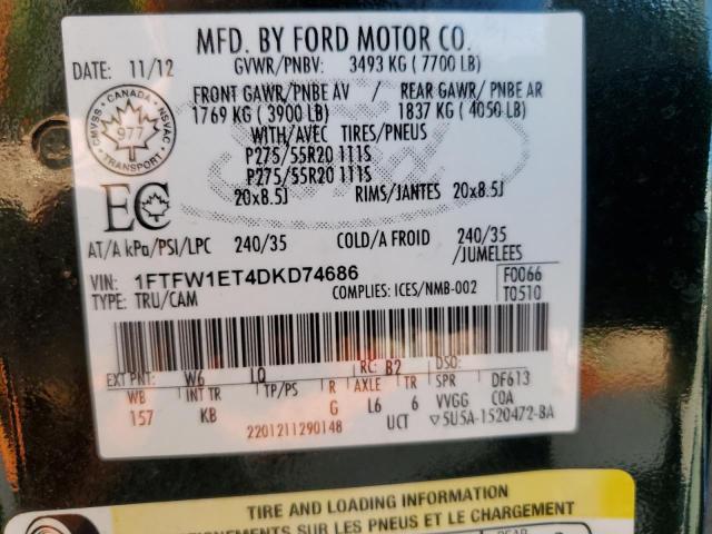 Photo 10 from auction – 2013 FORD F150 SUPER with VIN 1FTFW1ET4DKD74686