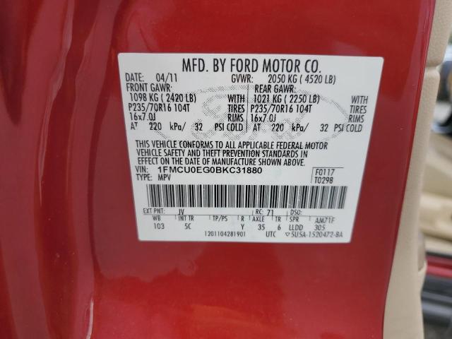 Photo 10 from auction – 2011 FORD ESCAPE LIM with VIN 1FMCU0EG0BKC31880