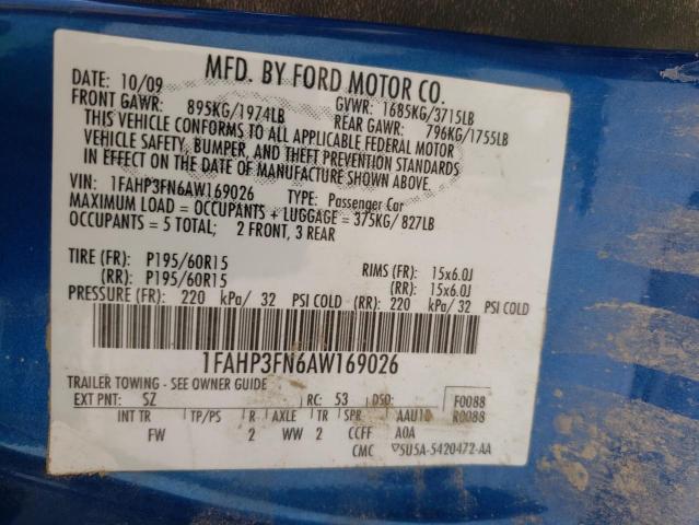 Photo 10 from auction – 2010 FORD FOCUS SE with VIN 1FAHP3FN6AW169026
