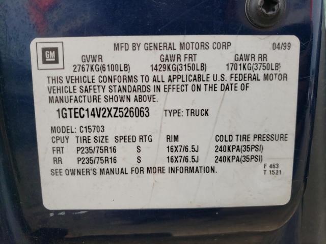 Photo 10 from auction – 1999 GMC NEW SIERRA with VIN 1GTEC14V2XZ526063