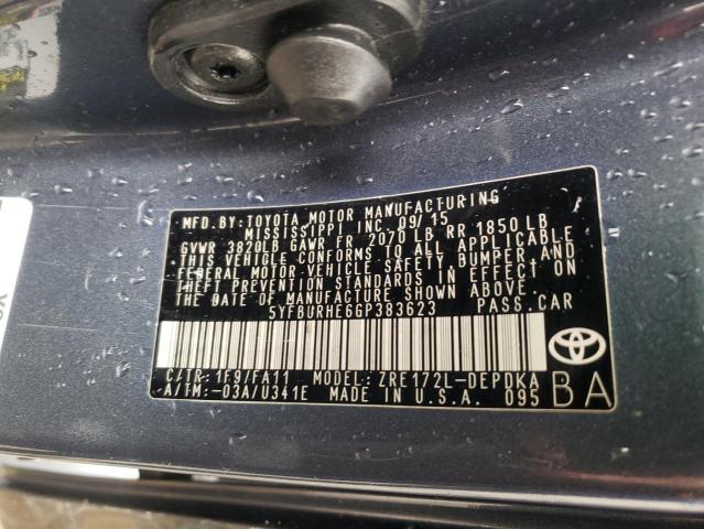 Photo 10 from auction – 2016 TOYOTA COROLLA L with VIN 5YFBURHE6GP383623