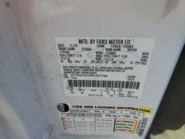 Photo 10 from auction – 2011 FORD F150 SUPER with VIN 1FTFW1EF0BFA27758