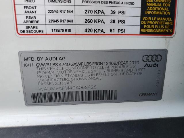Photo 10 from auction – 2012 AUDI A3 PREMIUM with VIN WAUMFAFM4CA069429
