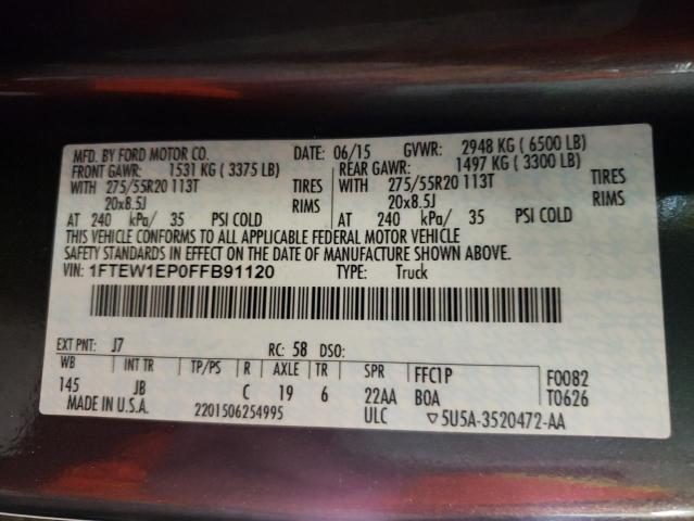 Photo 10 from auction – 2015 FORD F150 SUPER with VIN 1FTEW1EP0FFB91120