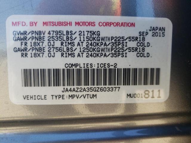 Photo 10 from auction – 2016 MITSUBISHI OUTLANDER with VIN JA4AZ2A35GZ603377
