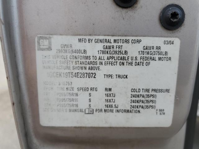 Photo 10 from auction – 2004 CHEVROLET SILVERADO with VIN 1GCEK19T54E287072