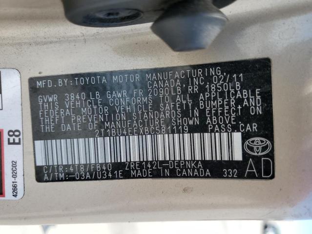 Photo 10 from auction – 2011 TOYOTA COROLLA BA with VIN 2T1BU4EEXBC581119