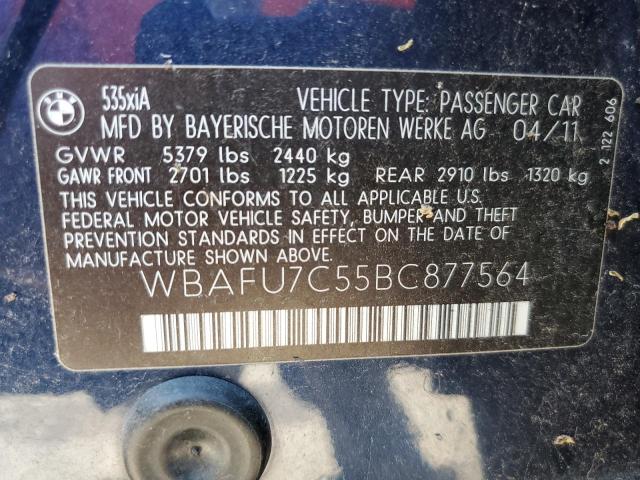 Photo 10 from auction – 2011 BMW 535 XI with VIN WBAFU7C55BC877564