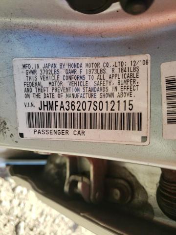 Photo 10 from auction – 2007 HONDA CIVIC HYBR with VIN JHMFA36207S012115