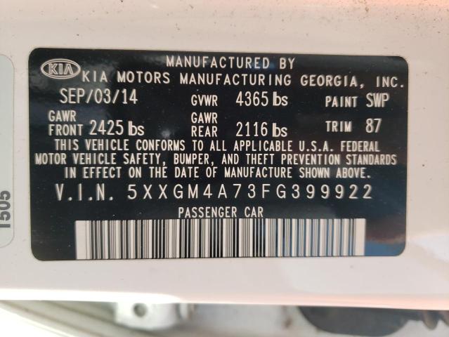 Photo 10 from auction – 2015 KIA OPTIMA LX with VIN 5XXGM4A73FG399922