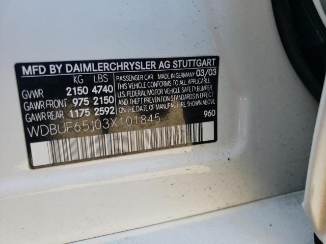 Photo 10 from auction – 2003 MERCEDES-BENZ E-320 with VIN WDBUF65J03X101845