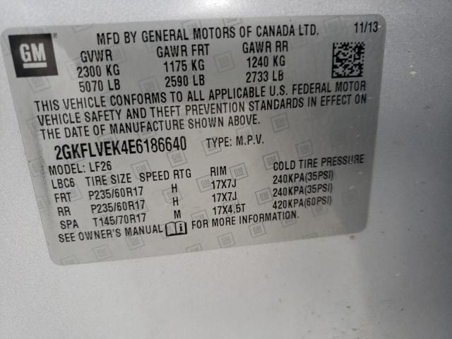 Photo 10 from auction – 2014 GMC TERRAIN SL with VIN 2GKFLVEK4E6186640