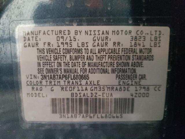 Photo 10 from auction – 2015 NISSAN SENTRA S with VIN 3N1AB7AP6FL680665