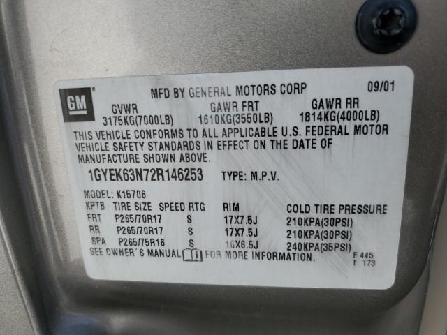 Photo 10 from auction – 2002 CADILLAC ESCALADE L with VIN 1GYEK63N72R146253