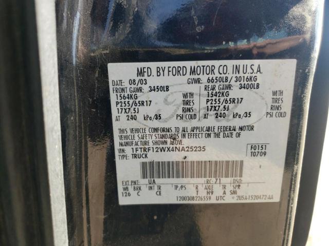 Photo 10 from auction – 2004 FORD F150 with VIN 1FTRF12WX4NA25235