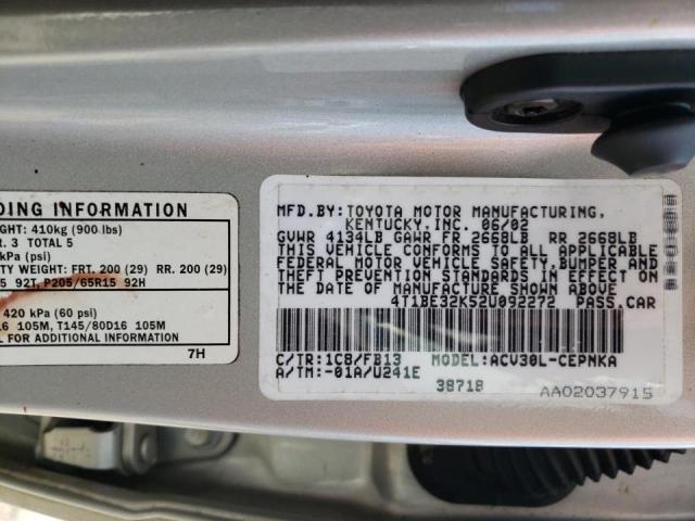 Photo 10 from auction – 2002 TOYOTA CAMRY LE with VIN 4T1BE32K52U092272