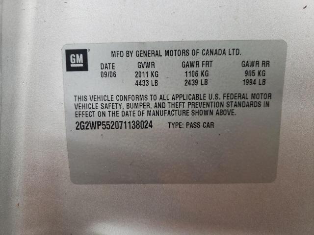 Photo 10 from auction – 2007 PONTIAC GRAND PRIX with VIN 2G2WP552071138024