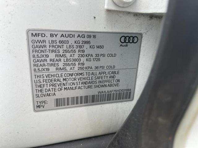 Photo 10 from auction – 2017 AUDI Q7 PREMIUM with VIN WA1LAAF75HD031084