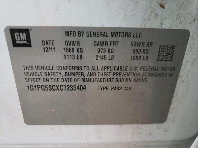 Photo 10 from auction – 2012 CHEVROLET CRUZE LT with VIN 1G1PG5SCXC7233404