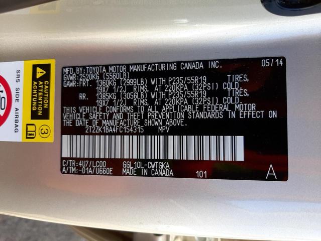 Photo 10 from auction – 2015 LEXUS RX 350 with VIN 2T2ZK1BA4FC154315