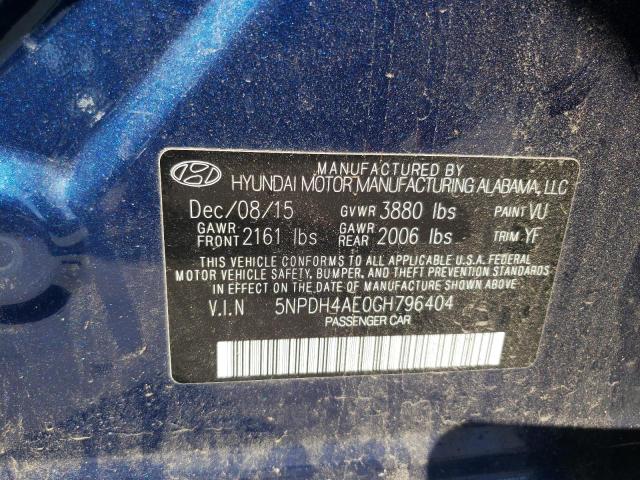 Photo 10 from auction – 2016 HYUNDAI ELANTRA SE with VIN 5NPDH4AE0GH796404
