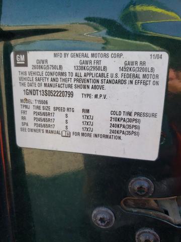 Photo 10 from auction – 2005 CHEVROLET TRAILBLAZE with VIN 1GNDT13S052220799