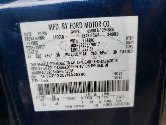 Photo 10 from auction – 2007 FORD F150 with VIN 1FTRF12257NA25788
