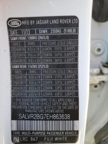 Photo 10 from auction – 2014 LAND ROVER R.R.EVOQUE with VIN SALVR2BG7EH863638