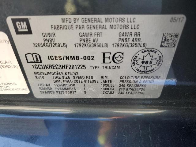 Photo 10 from auction – 2017 CHEVROLET SILVERADO with VIN 1GCUKREC3HF201225