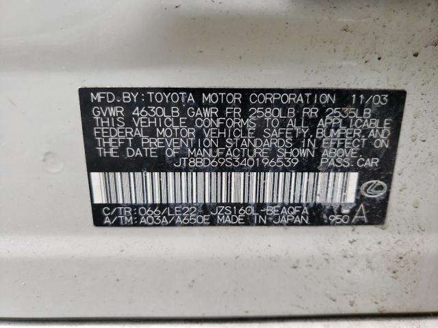 Photo 10 from auction – 2004 LEXUS GS 300 with VIN JT8BD69S340196539