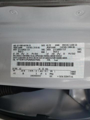 Photo 10 from auction – 2022 FORD F150 SUPER with VIN 1FTEW1CP2NKD37686