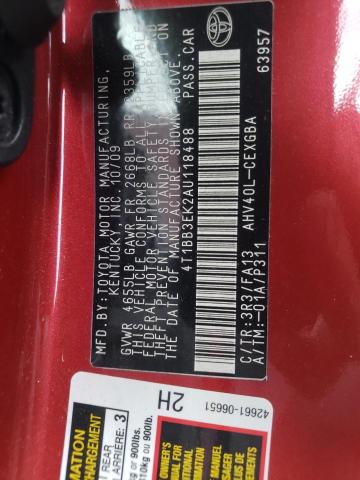 Photo 10 from auction – 2010 TOYOTA CAMRY HYBR with VIN 4T1BB3EK2AU118488