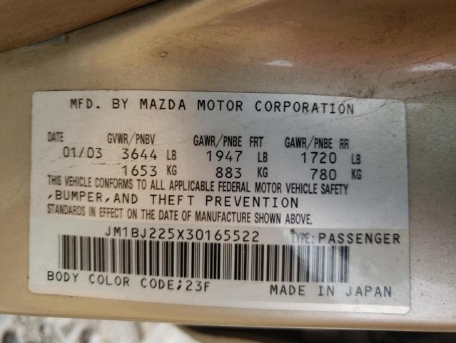 Photo 10 from auction – 2003 MAZDA PROTEGE DX with VIN JM1BJ225X30165522