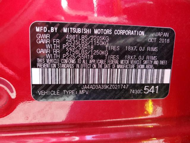Photo 10 from auction – 2019 MITSUBISHI OUTLANDER with VIN JA4AD3A39KZ021747