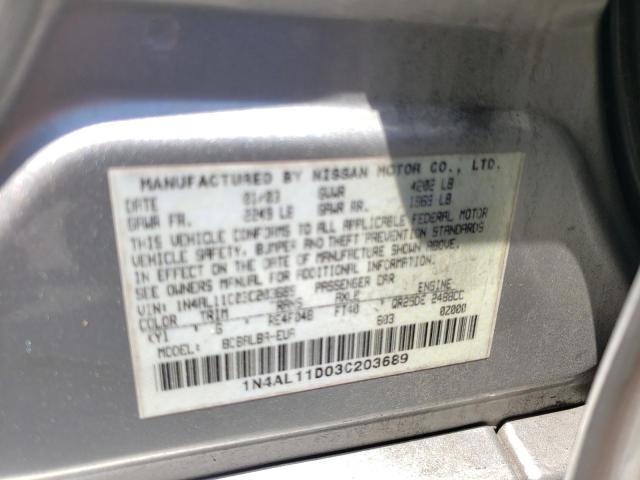 Photo 10 from auction – 2003 NISSAN ALTIMA BAS with VIN 1N4AL11D03C203689