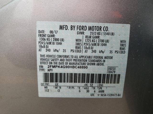 Photo 10 from auction – 2017 FORD EDGE SE with VIN 2FMPK4G90HBC48890